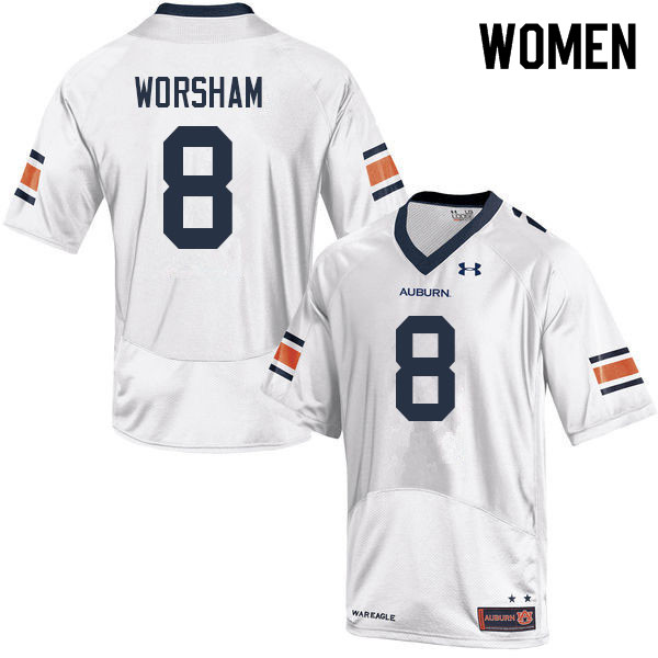 Women's Auburn Tigers #8 Dazalin Worsham White 2022 College Stitched Football Jersey